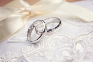 Wedding rings on a beautiful background.
