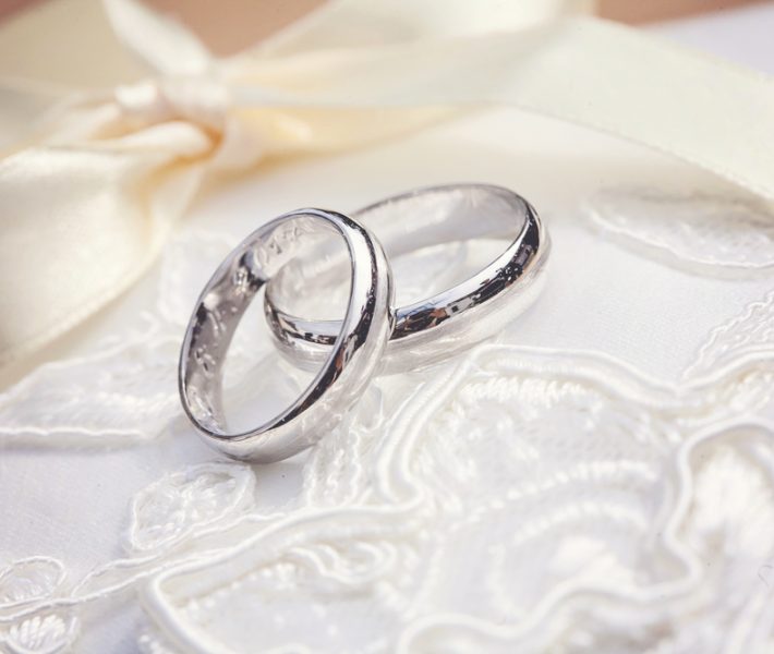 Wedding rings on a beautiful background.